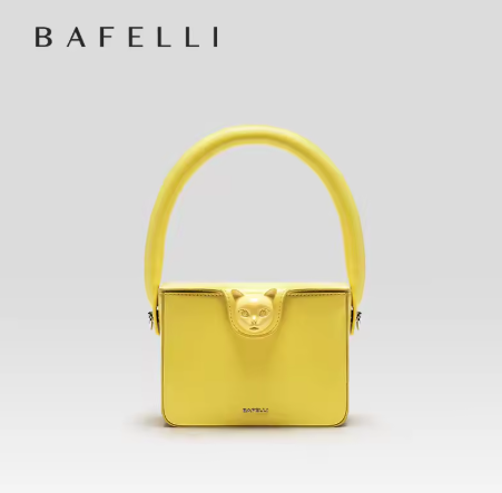 BAFELLI 2025 Women's Handbag, Fashionable Trendy Square Luxury Designer Brand, Genuine Leather Original Flap Wallet, Evening Cat.