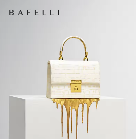 BAFELLI Tas Wanita, Model Baru, Tas Tangan Elegan dengan Gaya Wanita, Tas Bahu Kulit Asli Warna Emas K, Dompet Merek Mewah, 2025.