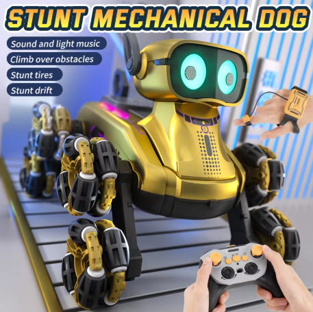 Mainan Anjing Robot Remote Control dengan Kontrol Gestur Terbaru, 8 Roda Aksi Stunt, Bisa Musik, Menari & Transformasi, Cocok untuk Anak Laki-laki & Perempuan