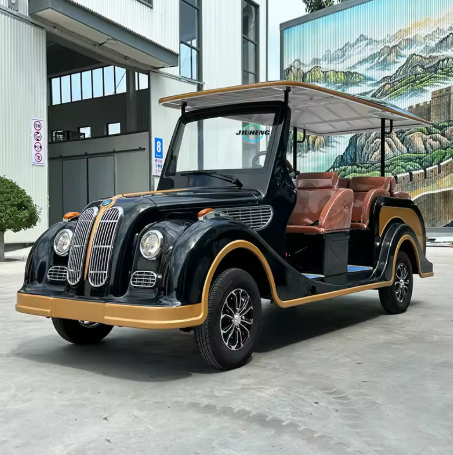 Mobil Golf Vintage 8 Kursi Listrik Antik, Kendaraan Shuttle Bertenaga Baterai, Mobil Wisata Klasik Bergaya Lama, Cocok untuk Wisata dan Tur