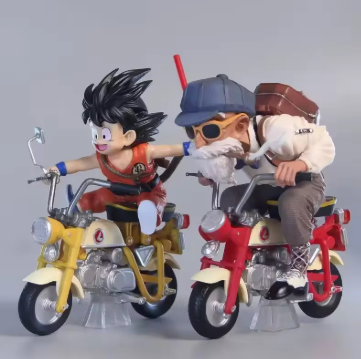 Mainan Anak Figur Anime Dragon Ball Z Terbaru 13 cm Son Goku & Master Roshi dengan Motor, PVC Figur Aksi Koleksi