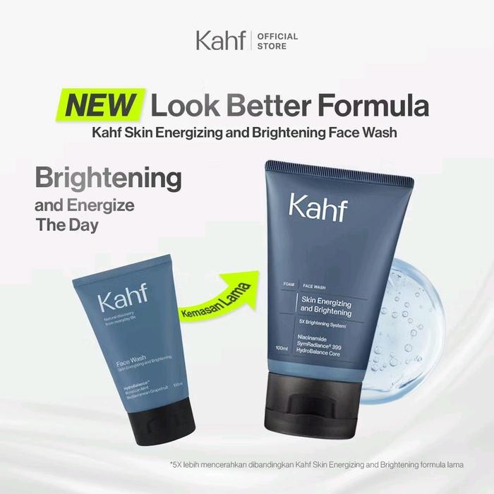 Kahf Sabun Cuci Muka Pria Face Wash Skin Energizing & Brightening 100ml - Mencerahkan Wajah & Membersihkan Hingga Pori-Pori - Cocok untuk Semua Jenis Kulit - No.1 Face Wash Pria