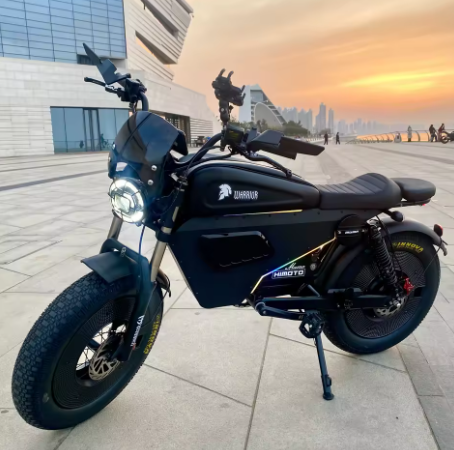Motor Listrik Off-Road Black Warrior dengan Lampu LED, Motor 3000W, Baterai 60V 45AH, Kecepatan Maksimum 90 km/jam, Sepeda Listrik dengan Ban 20 Inci