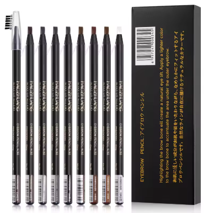 Pensil alis warna cokelat, tahan air, kualitas tinggi, profesional untuk wanita, harga terjangkau, alat rias alis, produk kosmetik dari Tiongkok, merek Haozhuang, produk makeup.