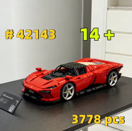 Set Balok Bangunan Mobil Sport Merah Keren 42143, Cocok sebagai Hadiah Ulang Tahun, Kompatibel dengan Balok LEGO, 3778 Pcs