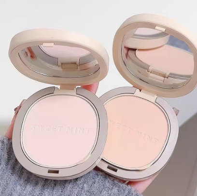 set palet bedak padat, termasuk cermin dan spons, 3-in-1, mengontrol minyak, tahan air, dikemas secara terpisah, membuat pori-pori tampak natural dan tersembunyi, kode produk: E5T7.