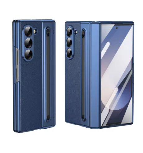 Casing Pelindung Ultra Tipis dengan Tekstur Kulit untuk Samsung Galaxy Z Fold 7/6/5/4/3, Dilengkapi Slot Pensil Sentuh, Bahan Plastik, Lipat, Perlindungan Anti Guncangan