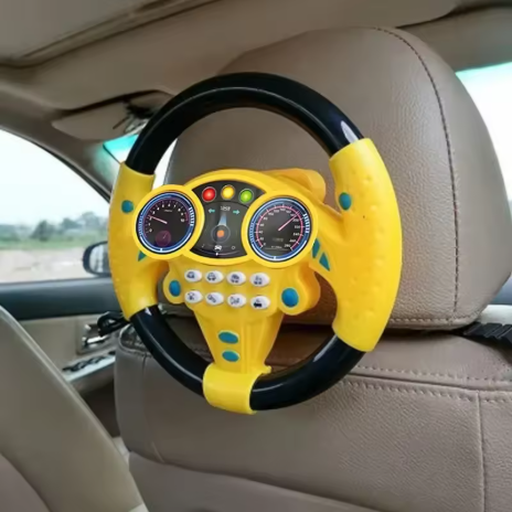 Mainan setir mobil simulasi berkilau untuk bayi, mainan anak, setir stroller kursi depan untuk balita dengan suara (edukasi dini)