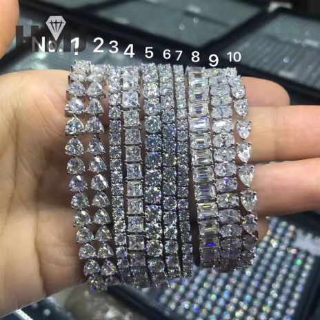 Gelang tenis moissanite D color VVS1 clarity GRA, perhiasan indah perak murni 925 berlapis emas putih 18K dengan berlian, pilihan hadiah ulang tahun.