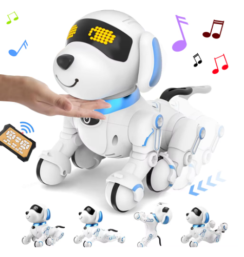 Anjing Robot Remote Control Elektronik, Hewan Peliharaan Interaktif dengan Sentuhan, Bisa Diprogram, Berjalan & Menari, Mainan Pintar, Hadiah Ulang Tahun untuk Anak Laki-laki & Perempuan