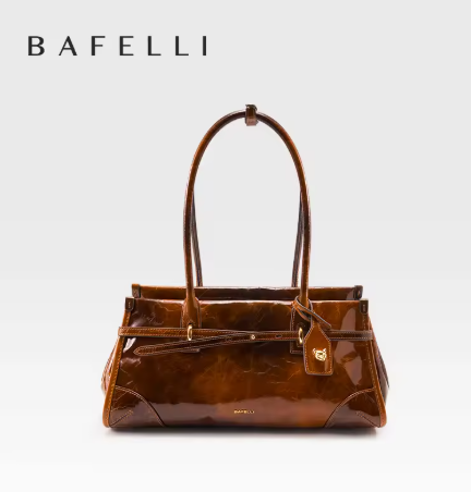 2025 New Genuine Leather Boston Bag, Women's Style, Oil Wax Leather Baguette Bag, Shoulder Crossbody Bag, Vintage Large Capacity.