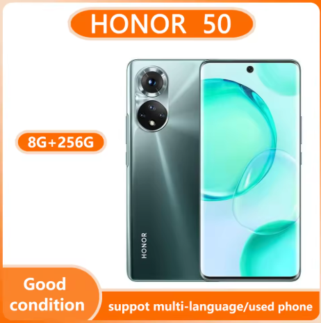 Smartphone HONOR 50 5G Versi Global, Layar 6.57 inci, Baterai 4300mAh, Kamera Belakang 108MP, RAM 12GB, Memori 256GB, Kondisi Bekas
