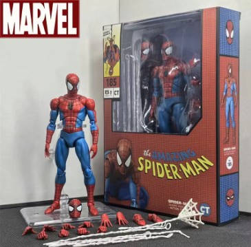 CT Mafex 185 Mainan Figur Aksi Spider-Man (Manusia Laba-laba) 6 Inci, Kualitas Tinggi, Model Patung Koleksi, Pajangan, Hadiah