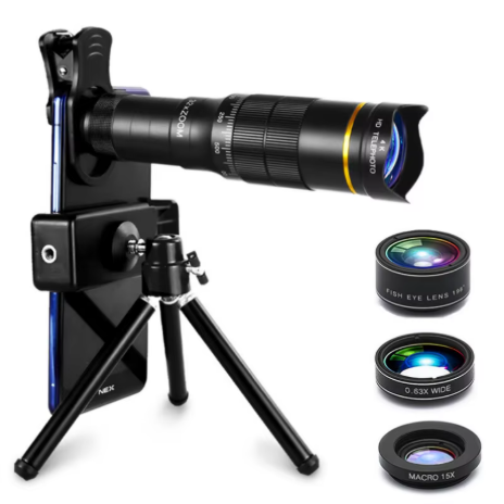 Teropong Profesional 32x Monokular HD dengan Lensa Zoom untuk Ponsel, Kamera Telefoto, Dilengkapi dengan Tripod, Teropong Logam untuk Wisata dan Berkemah