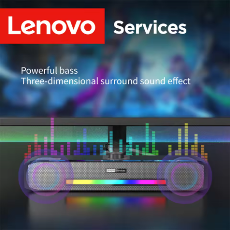 Speaker Komputer Original Lenovo, Bass Kuat, Lampu RGB, Pemutar Musik Stereo Dual Mode Kabel/Bluetooth, Speaker Stereo HiFi