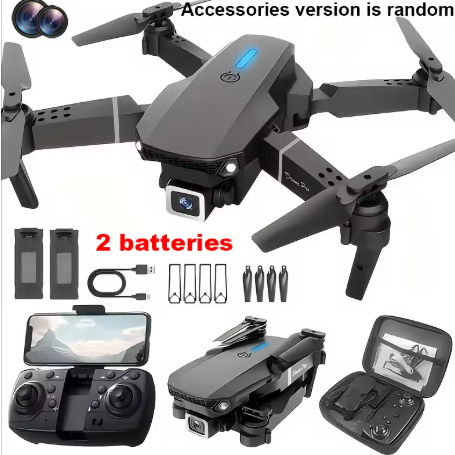 Drone RC E88Pro 2025 4K Profesional, Dilengkapi 3 Baterai, Kamera 1080P Sudut Lebar HD, Desain Lipat, WIFI FPV, Fitur Tahan Ketinggian, Mainan Hadiah